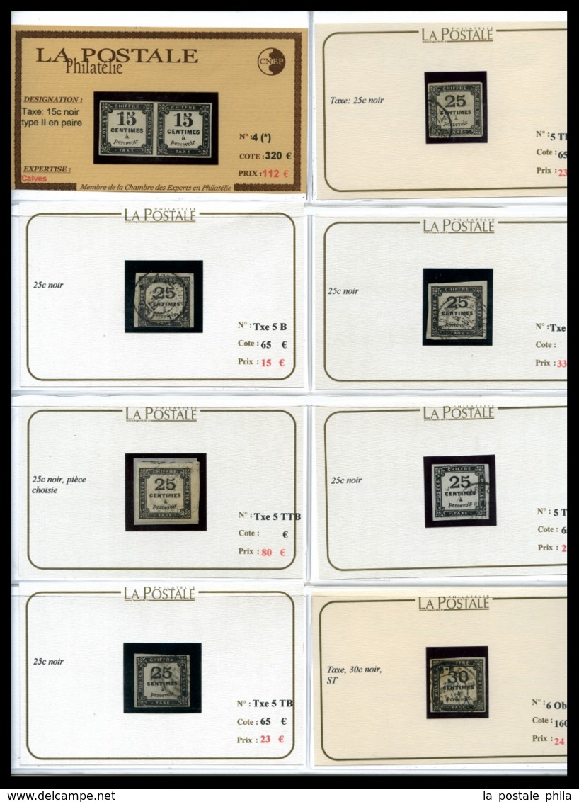 COLIS POSTAUX, COURS D'INSTRUCTION, TAXE...: très beau stock de timbres neufs et oblitérérés presenté sur fiches indivi