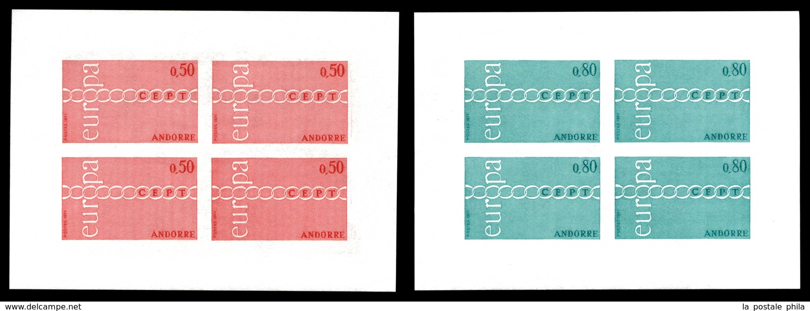 ** N°212/13a, Paire Europa En Blocs De 4 Non Dentelés. TTB  Qualité: **  Cote: 440 Euros - Unused Stamps