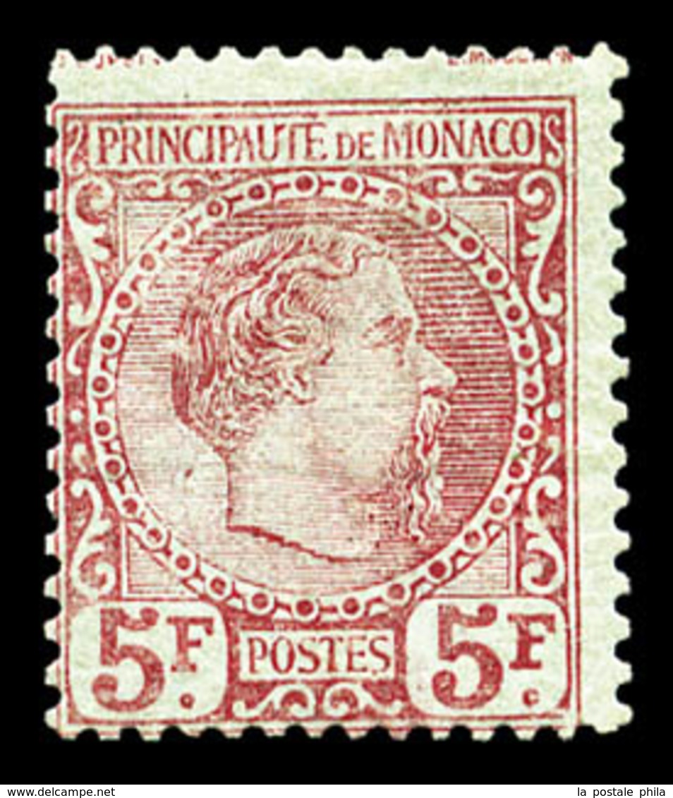 * N°10, Charles III, 5F Carmin Sur Vert, Grande Fraîcheur, RARE Et SUPERBE (signé Calves/certificat)   Qualité: *  Cote: - Unused Stamps