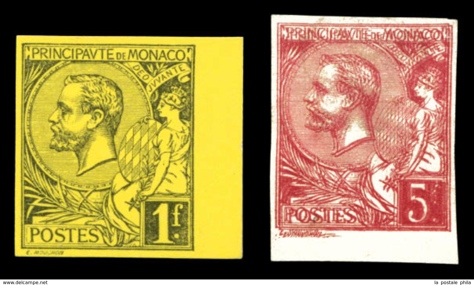 (*) N°20b Et 21c: 1f Noir Et Jaune Non Dentelé Bdf Et 5f Rose/verdâdre Impression Double Mise En Train. Les 2 Ex TTB  Qu - Unused Stamps