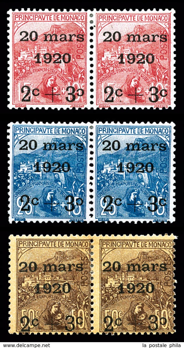 * N°34b/36b, Erreurs De Surcharge, Deuxième C Renversé Tenant à Normaux, Les 3 Paires SUPERBES Et RARES (signé/certifica - Unused Stamps