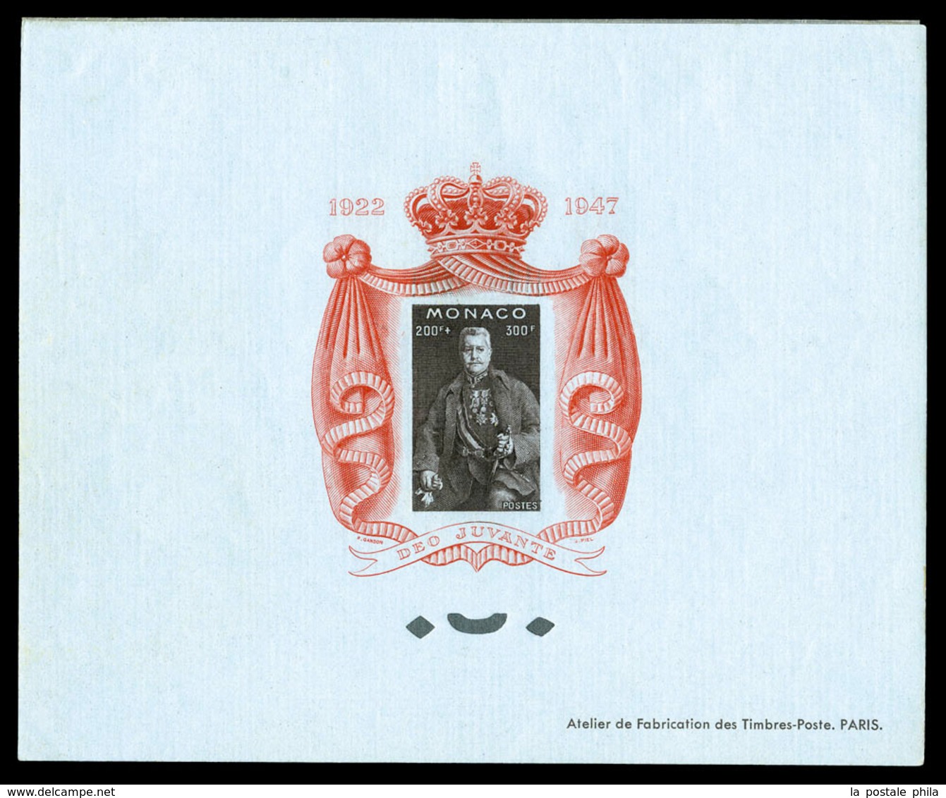 ** N°2, Prince Louis Sur Papier Bleuté: épreuve Grand Format Sur Papier Gommé, RARE ET SUPERBE (certificat)   Qualité: * - Blocs