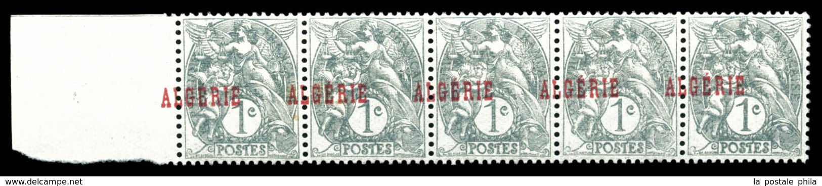 ** N°2, 1c Blanc: Surcharge à Cheval Sur Bande De 5 Bdf. TB  Qualité: **  Cote: 350 Euros - Unused Stamps