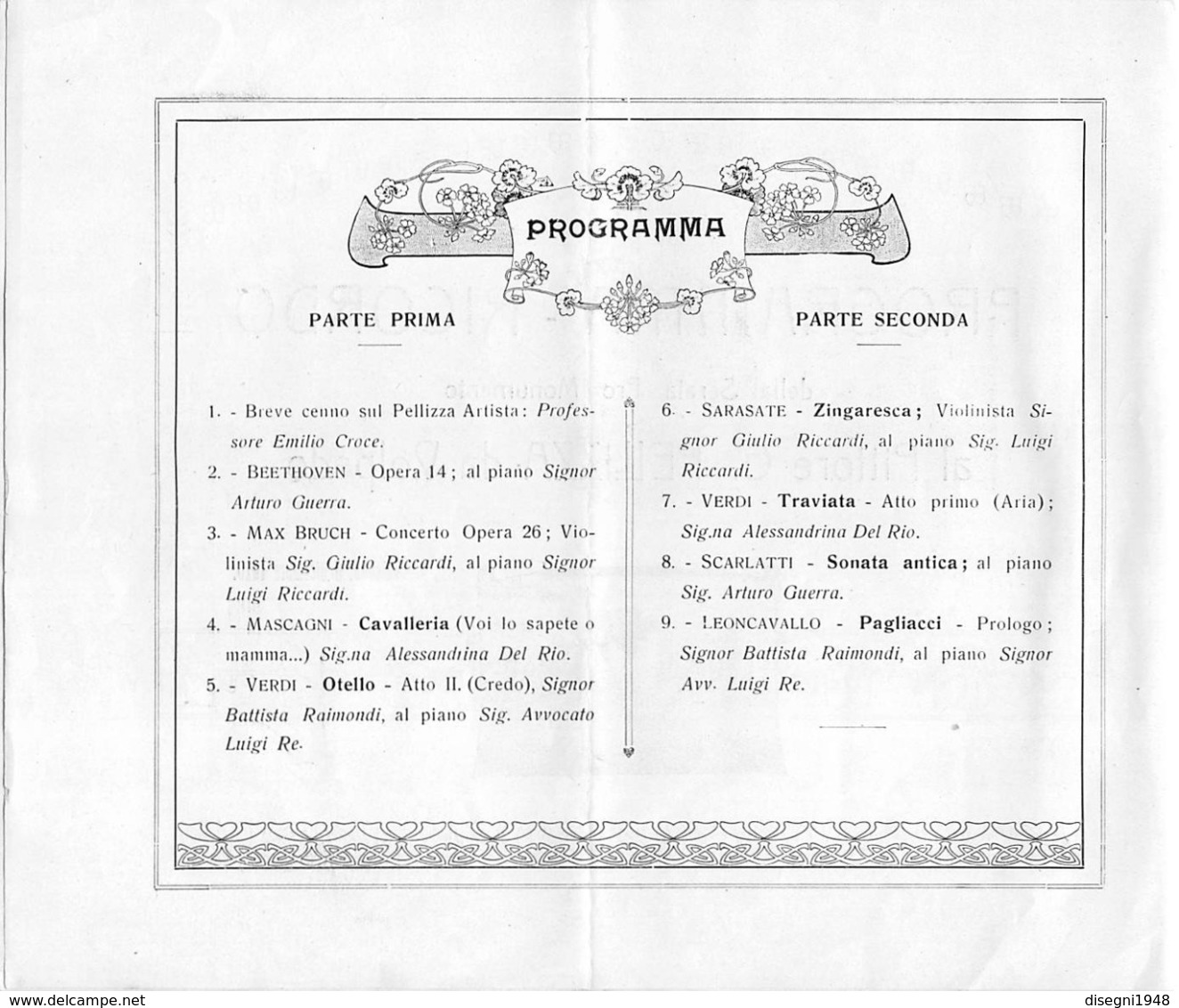 08657 "PROGRAMMA - RICORDO SERATA PRO MONUMENTO AL PITTORE PELLIZZA DA VOLPEDO - 8 DICEMBRE 1920" . ORIG. - Programmi