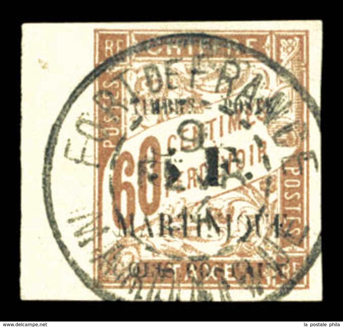 O N°60, 5F Sur 60c Brun, Bord De Feuille, SUP (signé Calves/certificat)  Qualité: O  Cote: 850 Euros - Unused Stamps