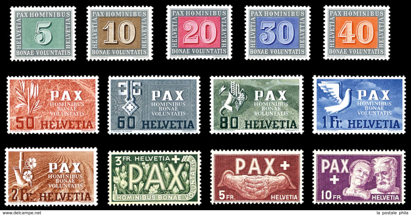 ** N°405/17, Série Pax Complète, TTB (certificat)  Qualité: **  Cote: 500 Euros - 1843-1852 Timbres Cantonaux Et  Fédéraux