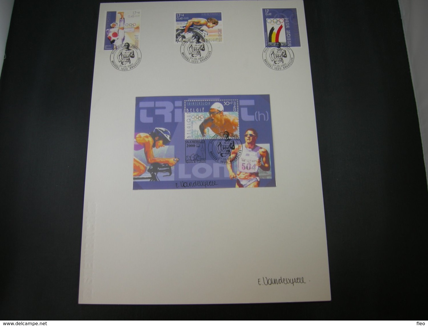 BELG.2000 2908 2909 2910 & BL86 FDC Filatelic Card : "SYDNEY OLYMPICS 2000" With Signature ELS VANDEVYVERE - 1991-2000