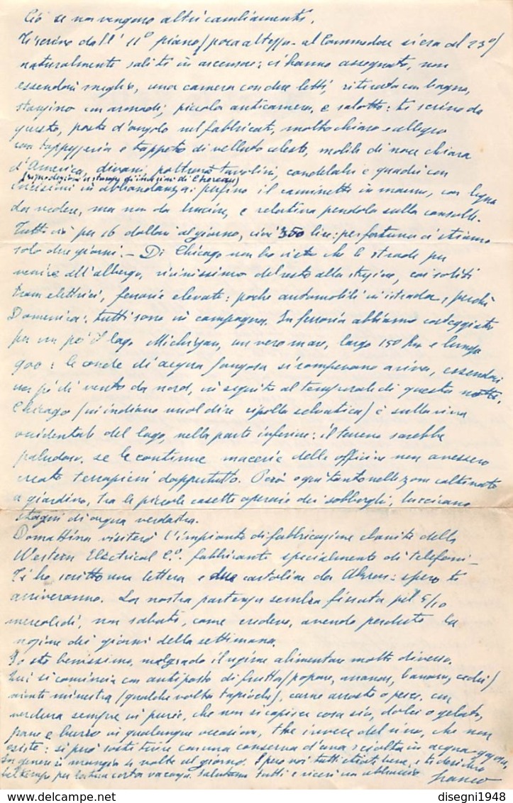 08659 "HOTEL LA SALLE - CHICAGO 25 SETTEMBRE 1921" LETTERA AUTOGRAFA SU CARTA INTESTATA ORIG. - Manoscritti