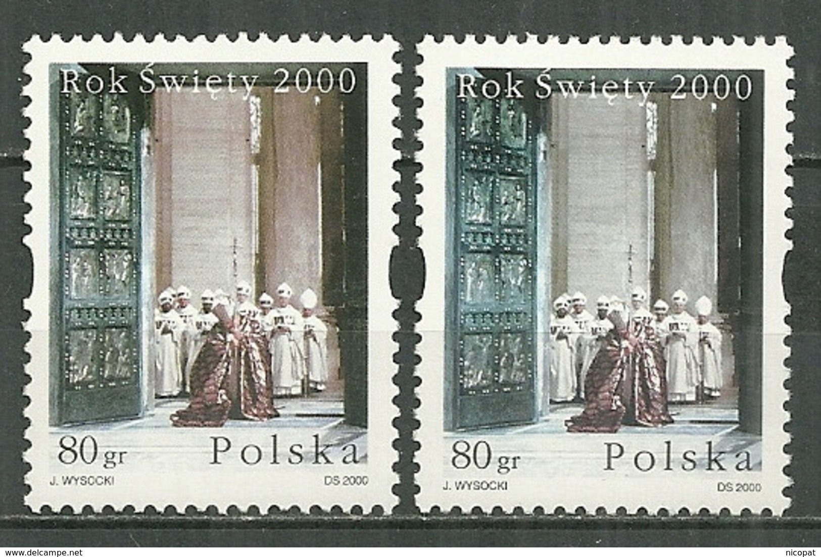 POLAND MNH ** 3598 Avec 2 Couleurs Différents, Pape Jean Paul II Année Sainte 2000 - Neufs