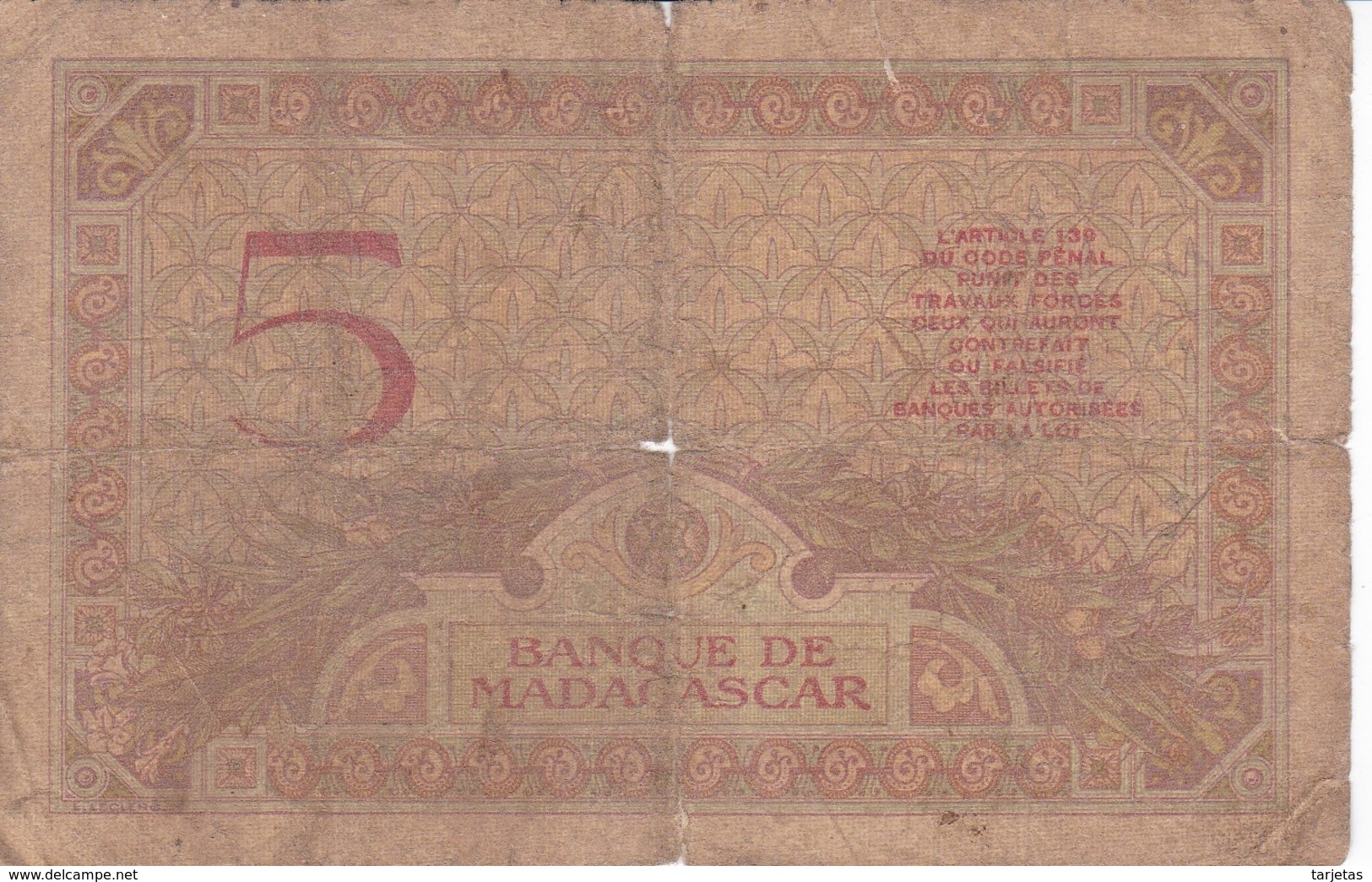 BILLETE DE MADAGASCAR DE 50 FRANCS DEL AÑO 1937  (BANKNOTE) - Madagascar