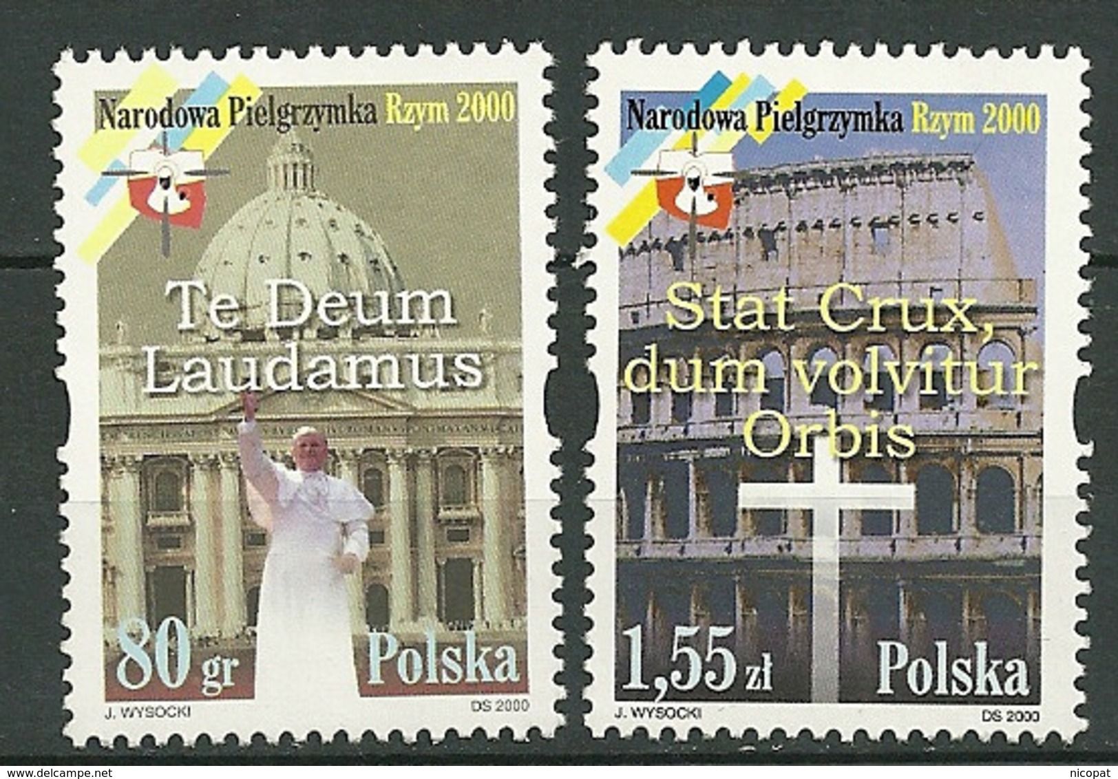 POLAND MNH ** 3617-3618 PELERINAGE NATIONAL à ROME. PAPE JEAN PAUL II. DOME DE BASILIQUE SAINT PIERRE Religion - Neufs