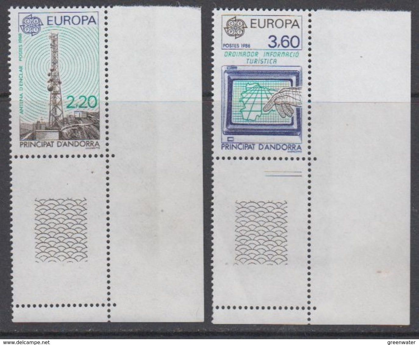 Europa Cept 1988 Andorra Fr 2v (corners) ** Mnh (44687) - 1988