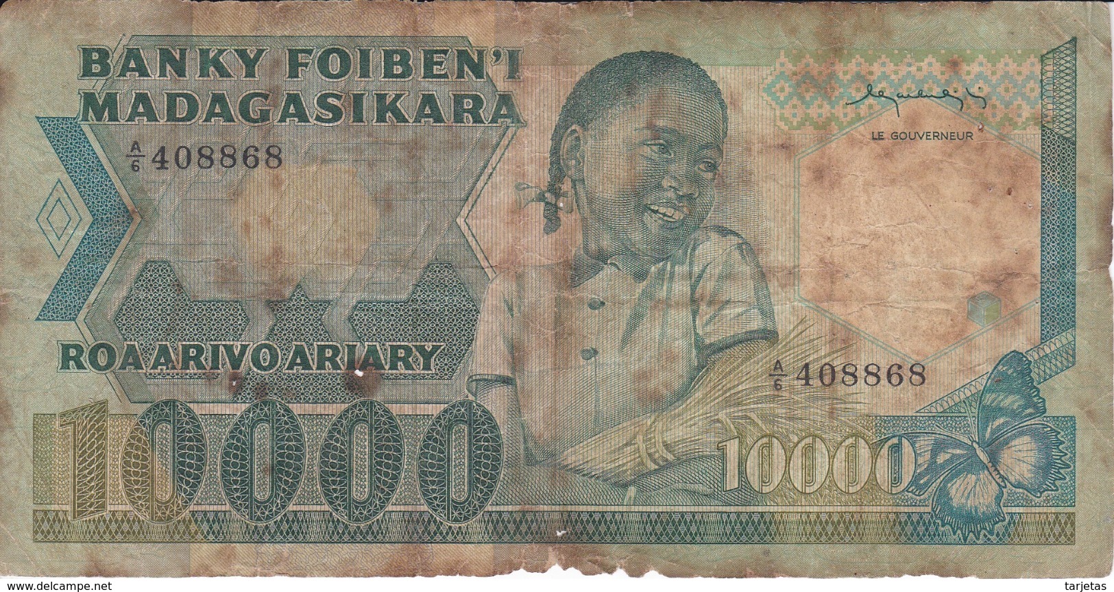 BILLETE DE MADAGASCAR DE 10000 ARIARY DEL AÑO 1983 (BANKNOTE) - Madagaskar