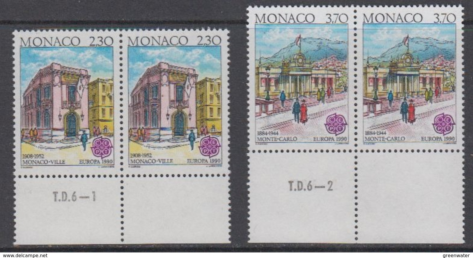 Europa Cept 1990 Monaco 2v Pair (+MARGIN)  ** Mnh (44687B) - 1990