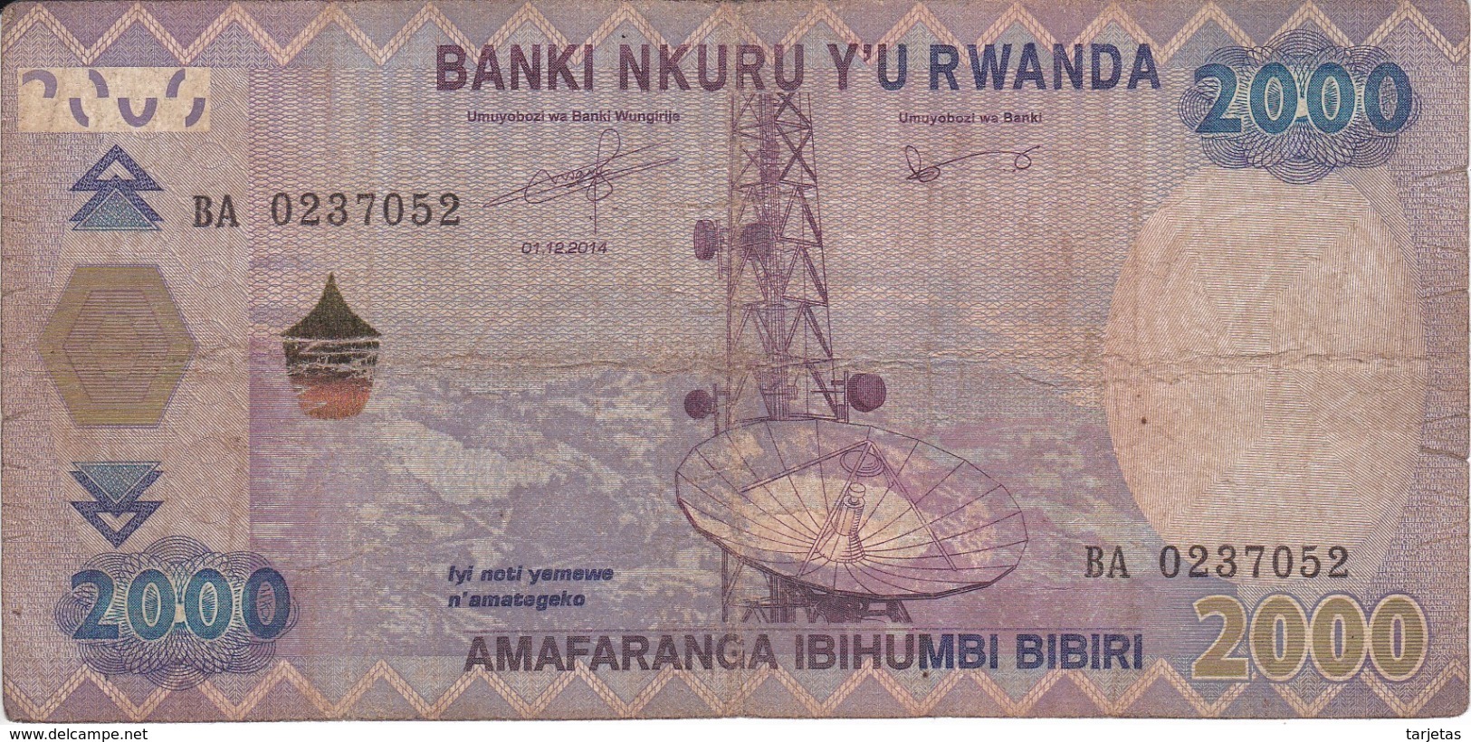 BILLETE DE RWANDA DE 2000 FRANCS DEL AÑO 2014 CAFE  (BANKNOTE) - Rwanda