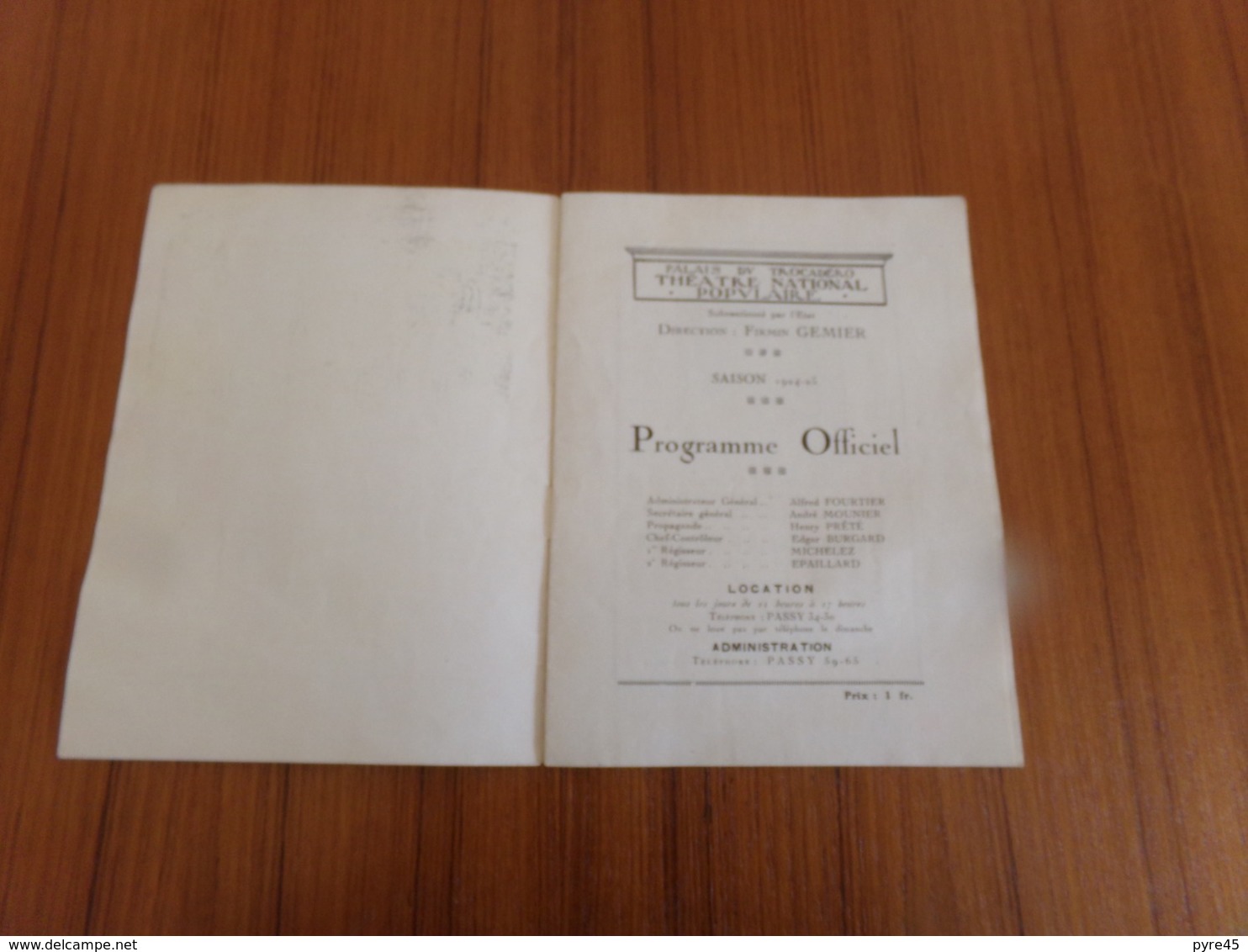 Programme Palais Du Trocadéro, TNP , Saison 1924-1925 - Programmes