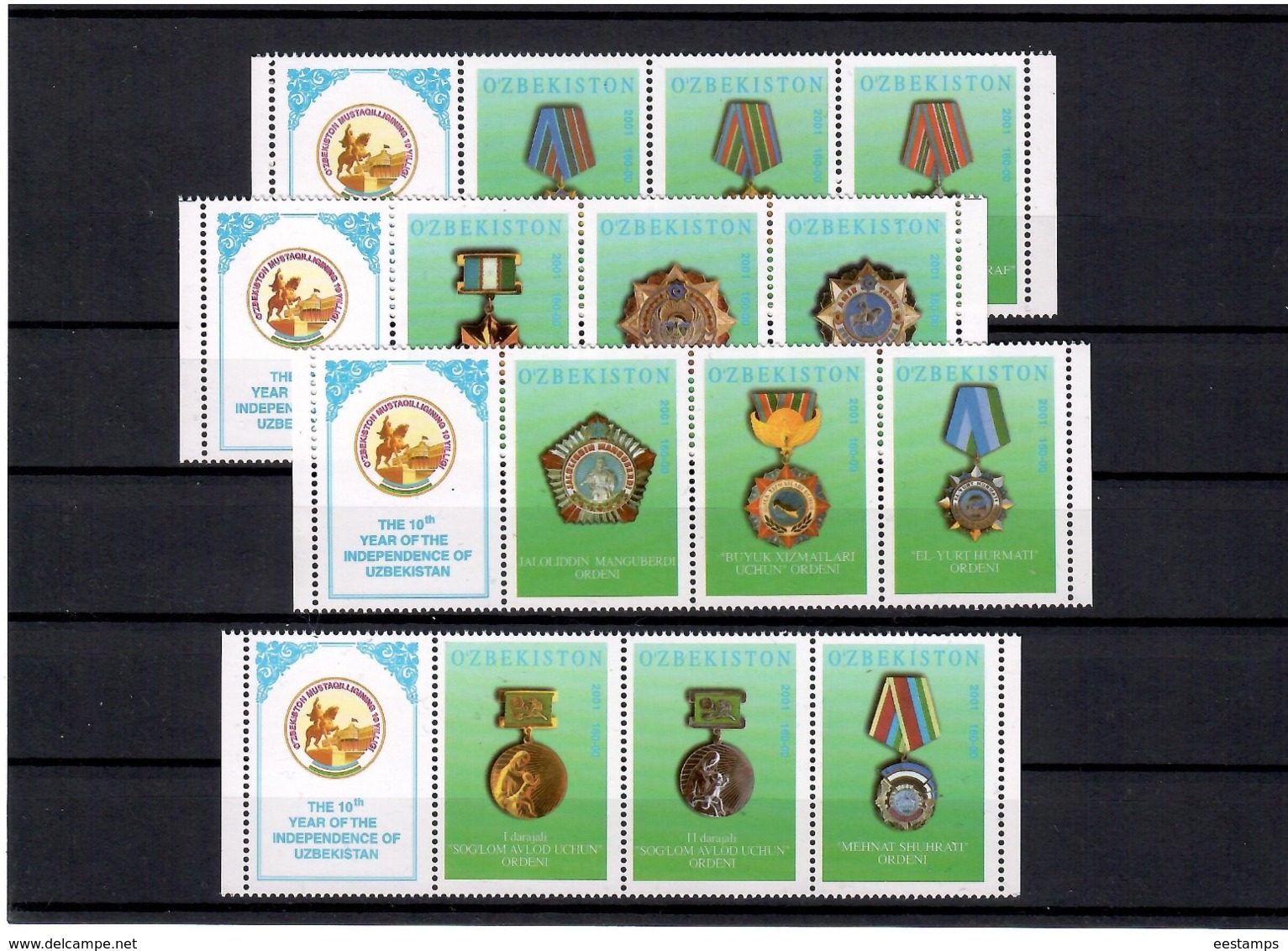 Uzbekistan 2001.Independence-10 (Medals). 12v.   Michel # 381-92 - Uzbekistán