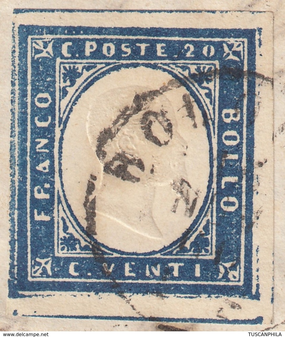 Romagne Annesse , 1860, 20 Cent FILETTO Da Bologna X Genova LUSSO - Romagna