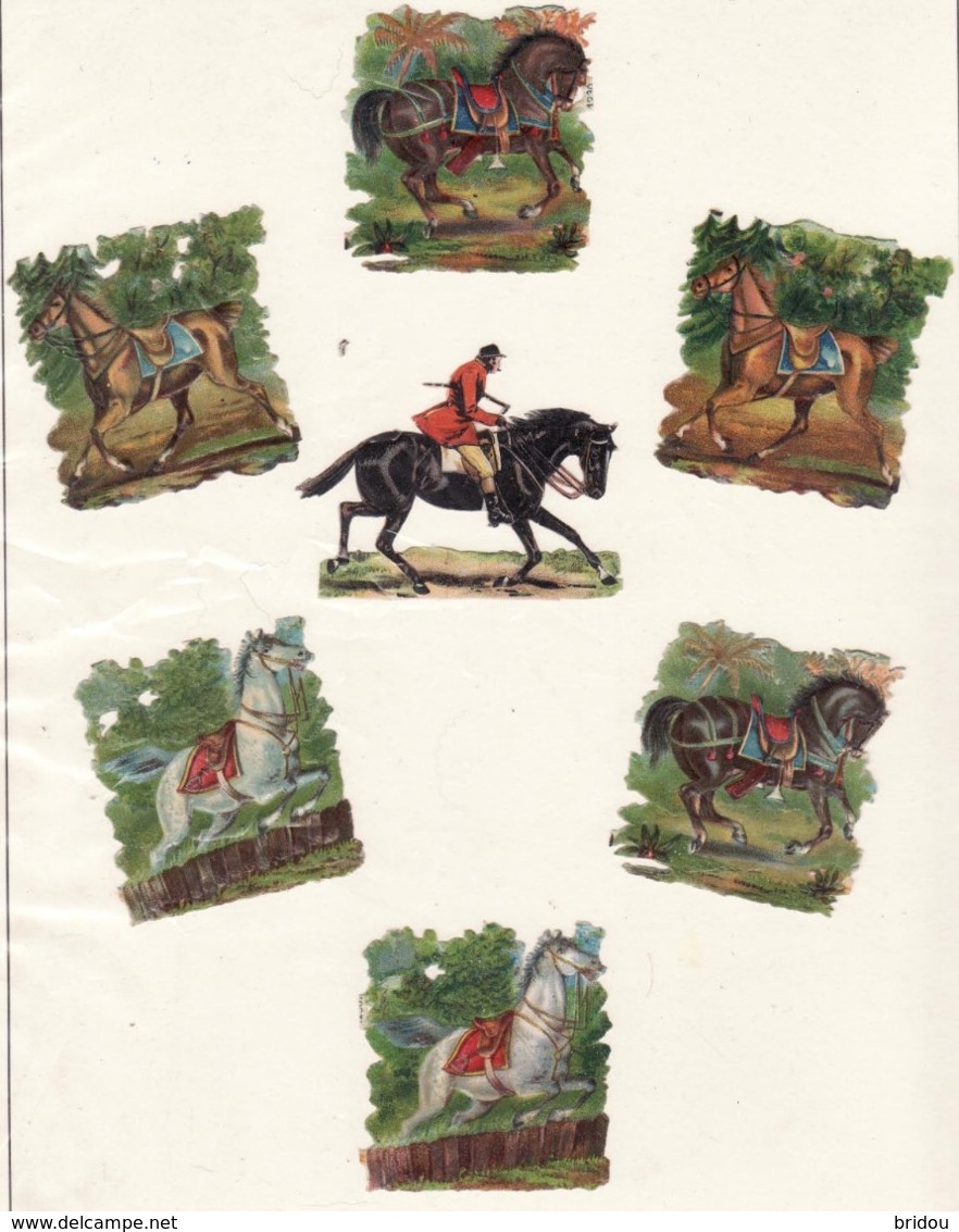 Découpis   Lot De 7    Jockeys, Chevaux, équitation       5.5 X 5 Cm Le Plus Grand - Autres & Non Classés