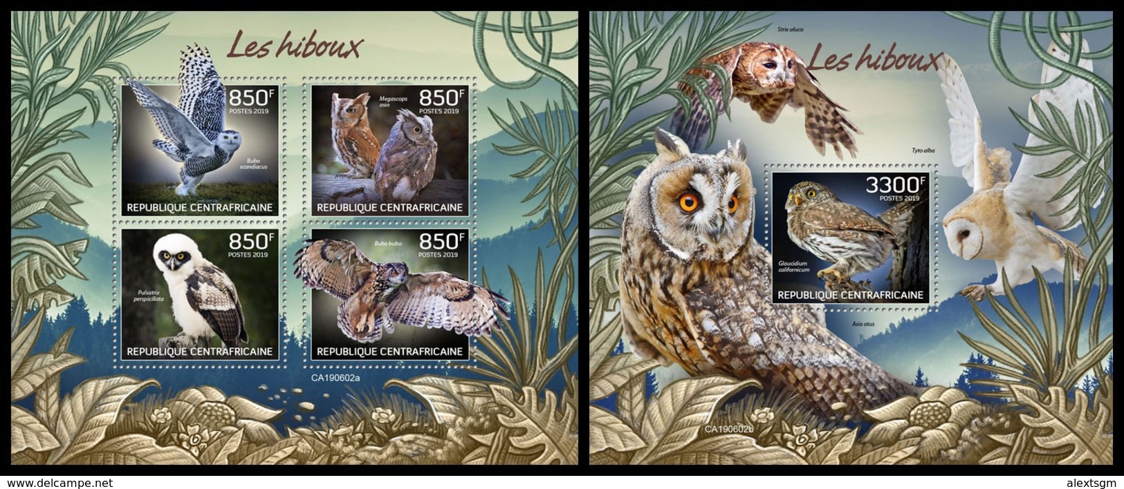 CENTRAL AFRICA 2019 - Owls, M/S + S/S Official Issue [CA190602] - Otros & Sin Clasificación