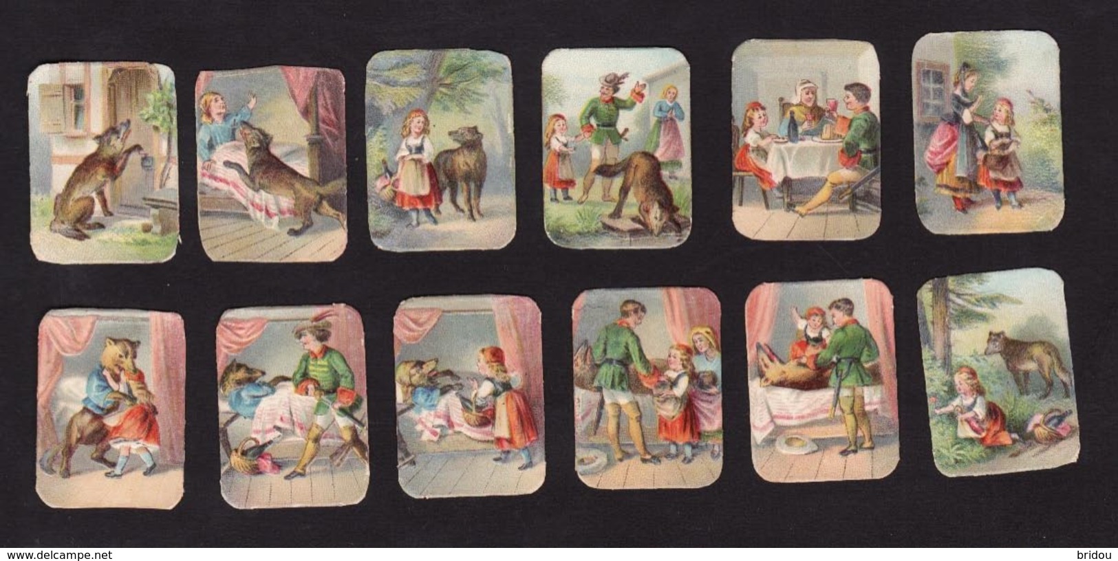 Découpis   Lot De 12    Conte   LE PETIT CHAPERON ROUGE       3.8 X 2.7 Cm Le Plus Grand - Autres & Non Classés