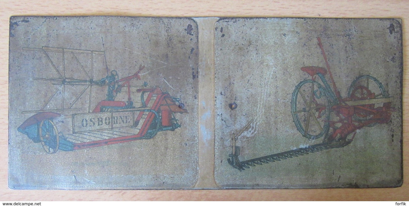 Plaque Publicitaire Ancienne En Tôle Peinte Des Machines Agricoles OSBORNE - 24,8 X 10,8 Cm - Agriculture