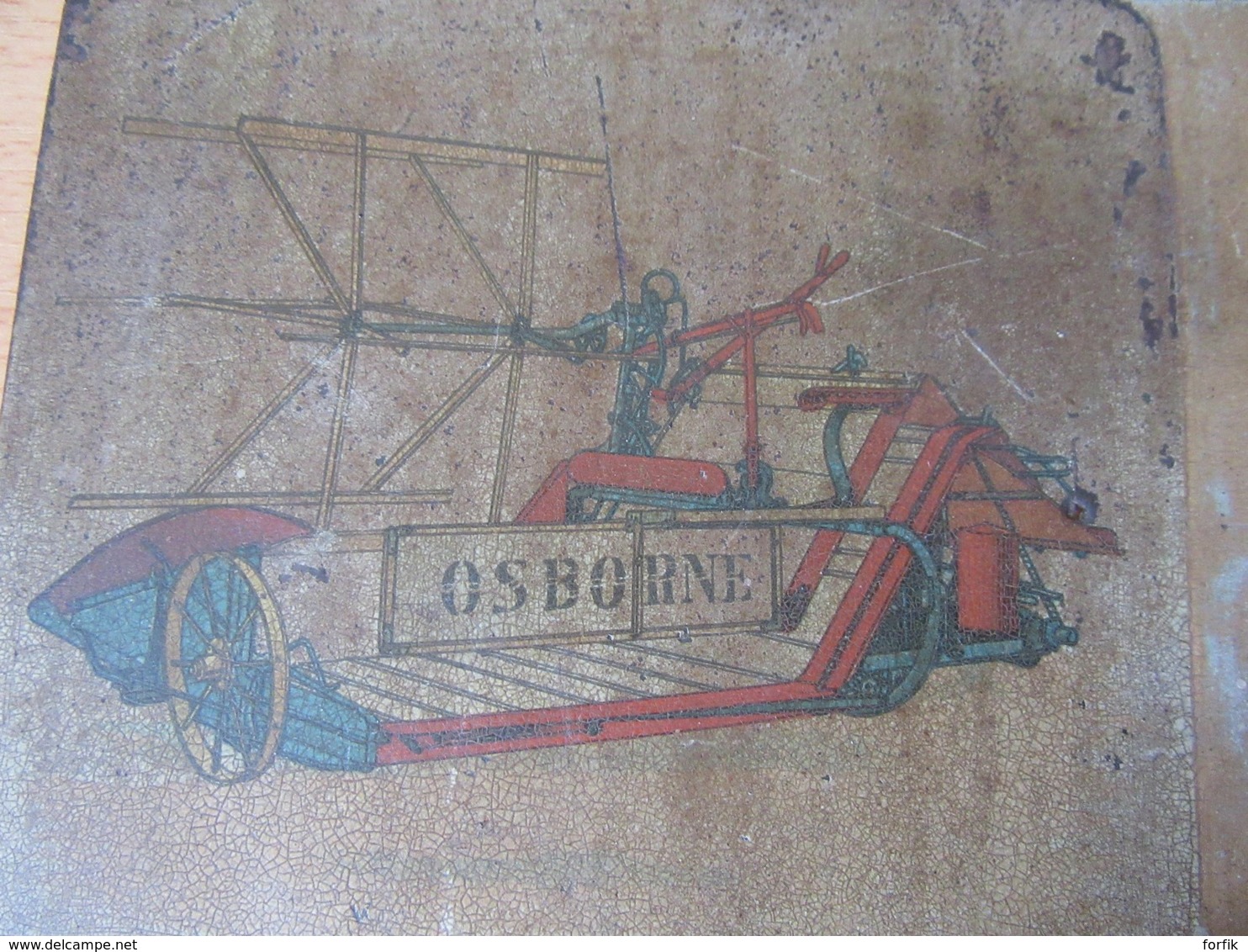 Plaque Publicitaire Ancienne En Tôle Peinte Des Machines Agricoles OSBORNE - 24,8 X 10,8 Cm - Agriculture