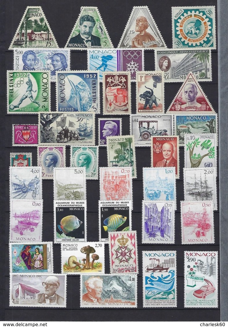 Timbres - Monaco - Lot - Collection - Vrac - Timbres Neufs - 87 Timbres Neufs ** - Collections, Lots & Series