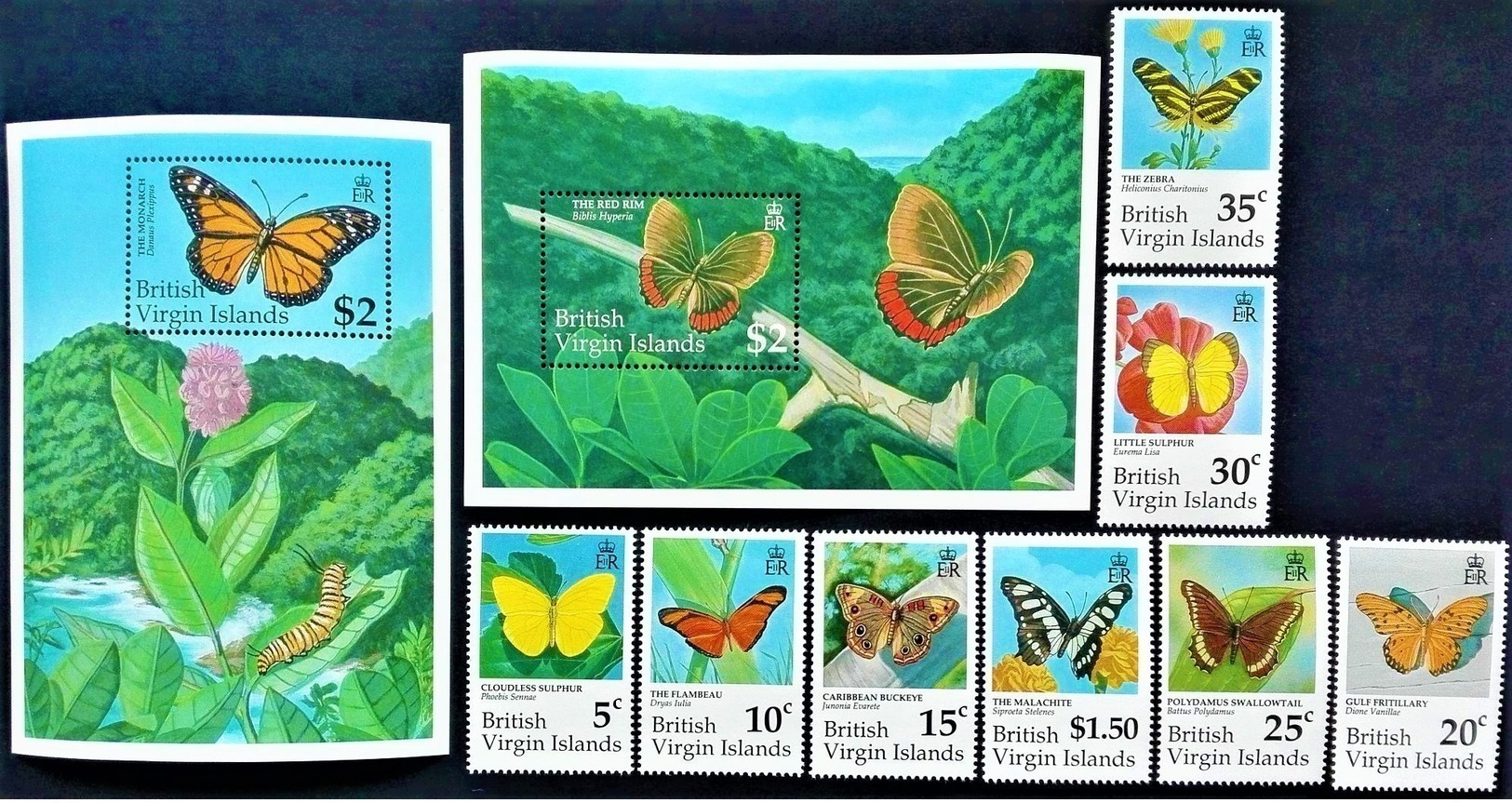 # British Virgin Islands 1991**Mi.729-38  Butterflies , MNH [20;29] - Schmetterlinge