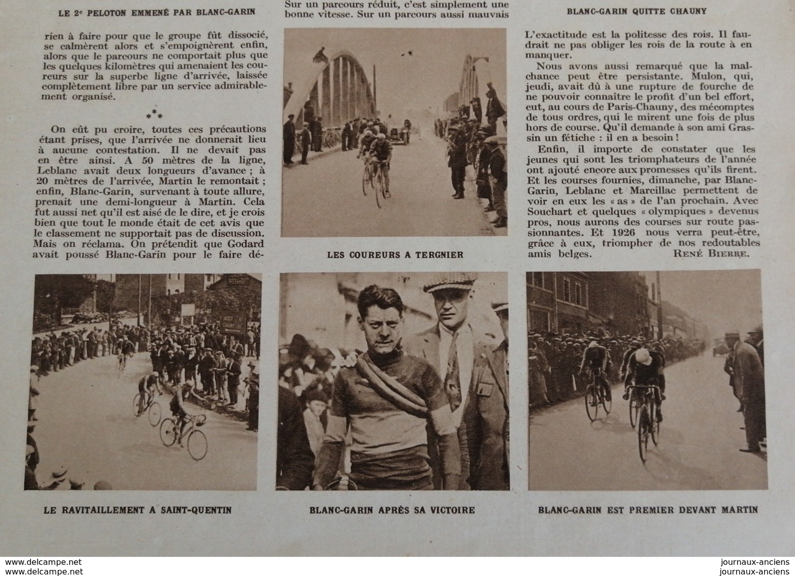 1925 CYCLISME - PARIS = CHAUNY - BLANC-GARIN - Autres & Non Classés