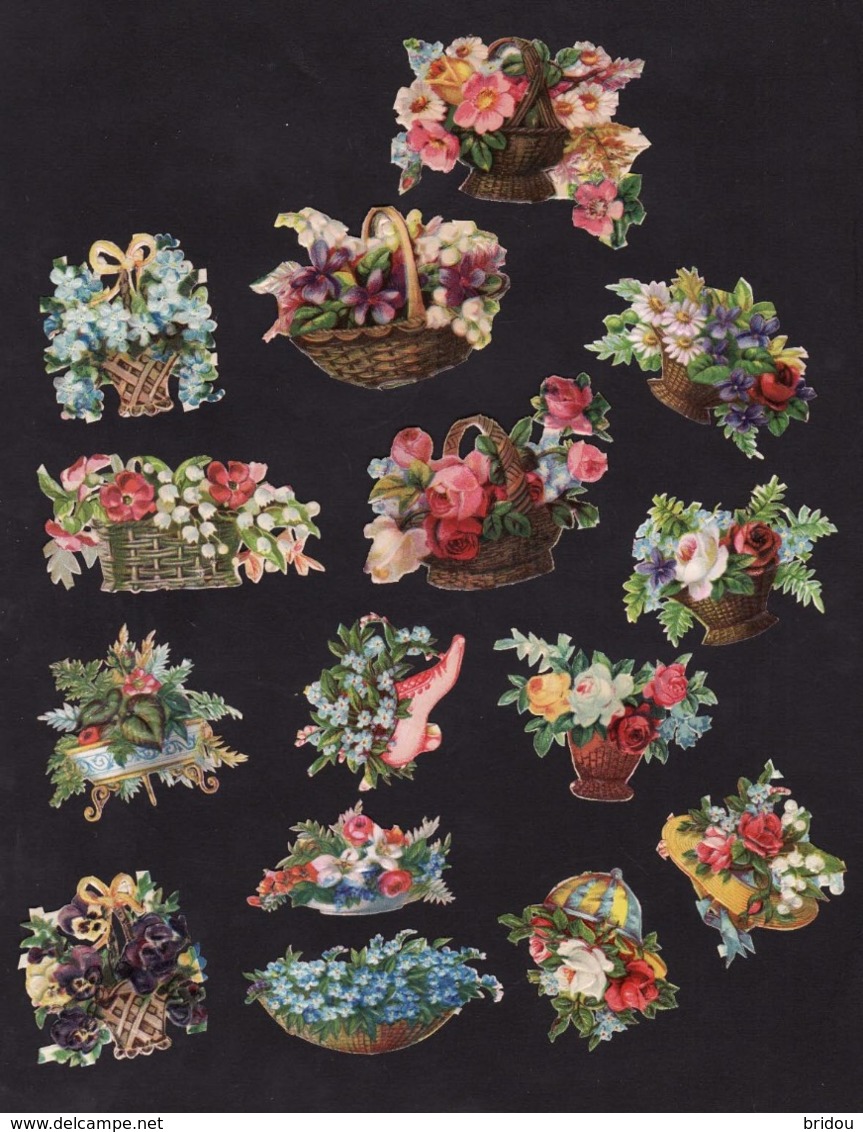 Découpis   Lot De 15    Paniers De Fleurs       6.5 X 4.8 Cm Le Plus Grand - Autres & Non Classés