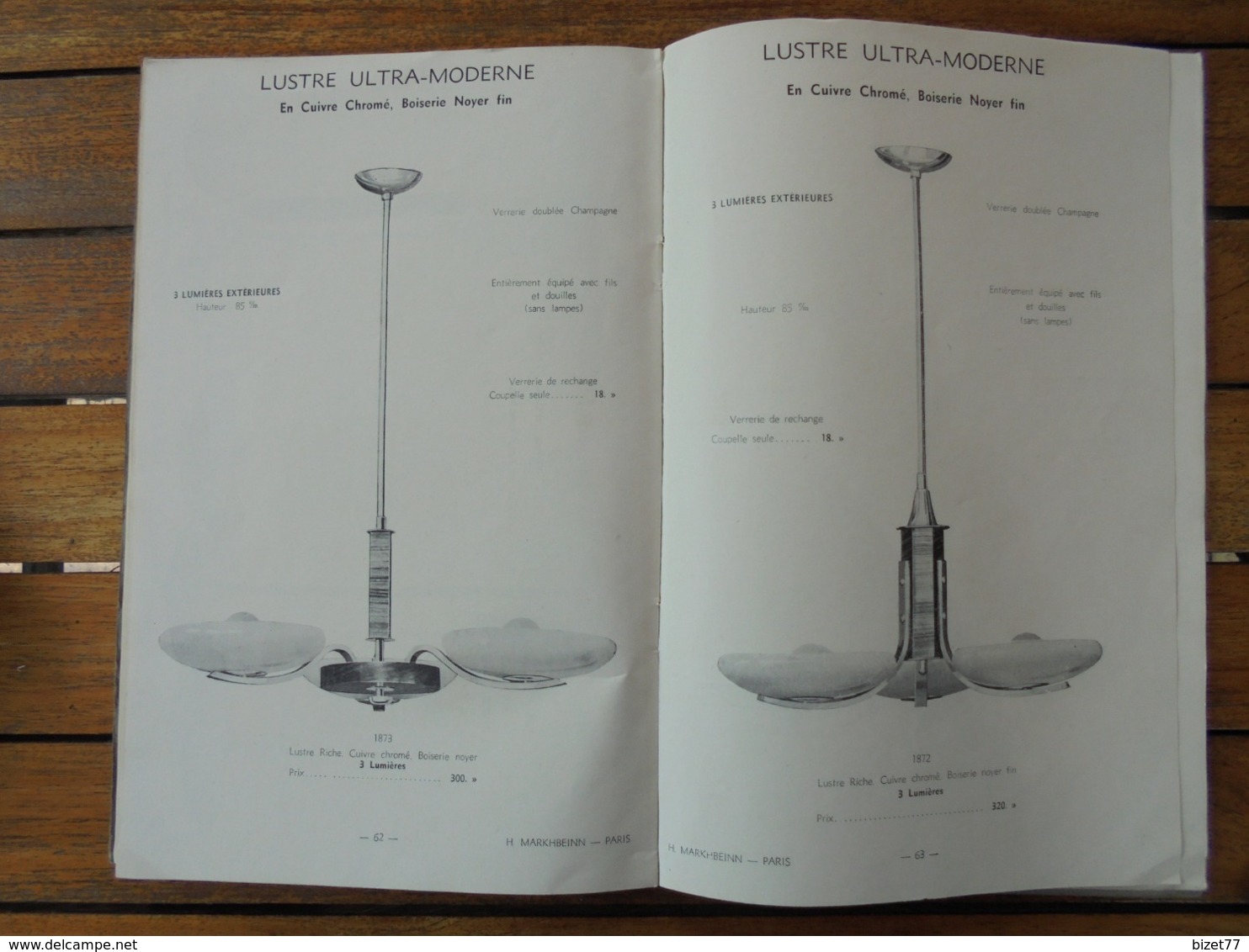 CATALOGUE, 1933 -  ARTICLES VERRERIES, ELECTRICITE - H. MARKHBEINN PARIS - 96 PAGES ILLUSTREES, VOIR SCAN