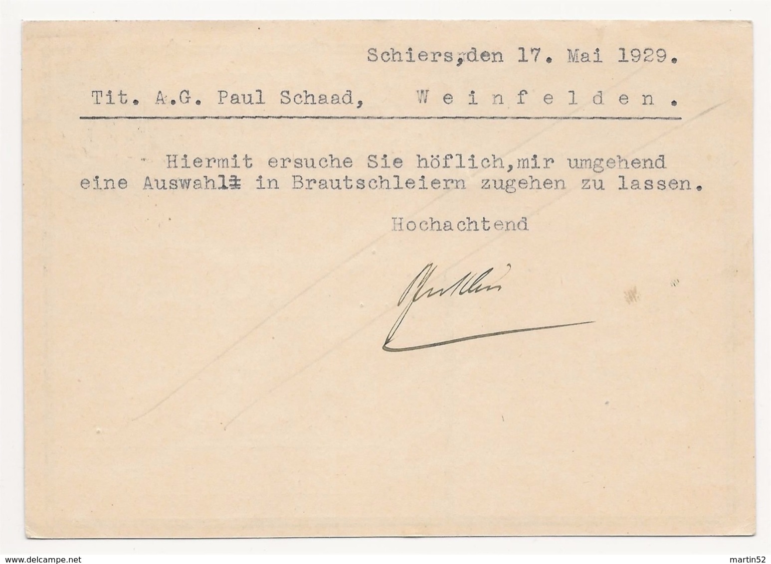 Schweiz Suisse 1929: Bild-PK CPI "AMDEN / St. Gallen" Mit Stempel SCHIERS 18.V.29 Nach Weinfelden - Interi Postali