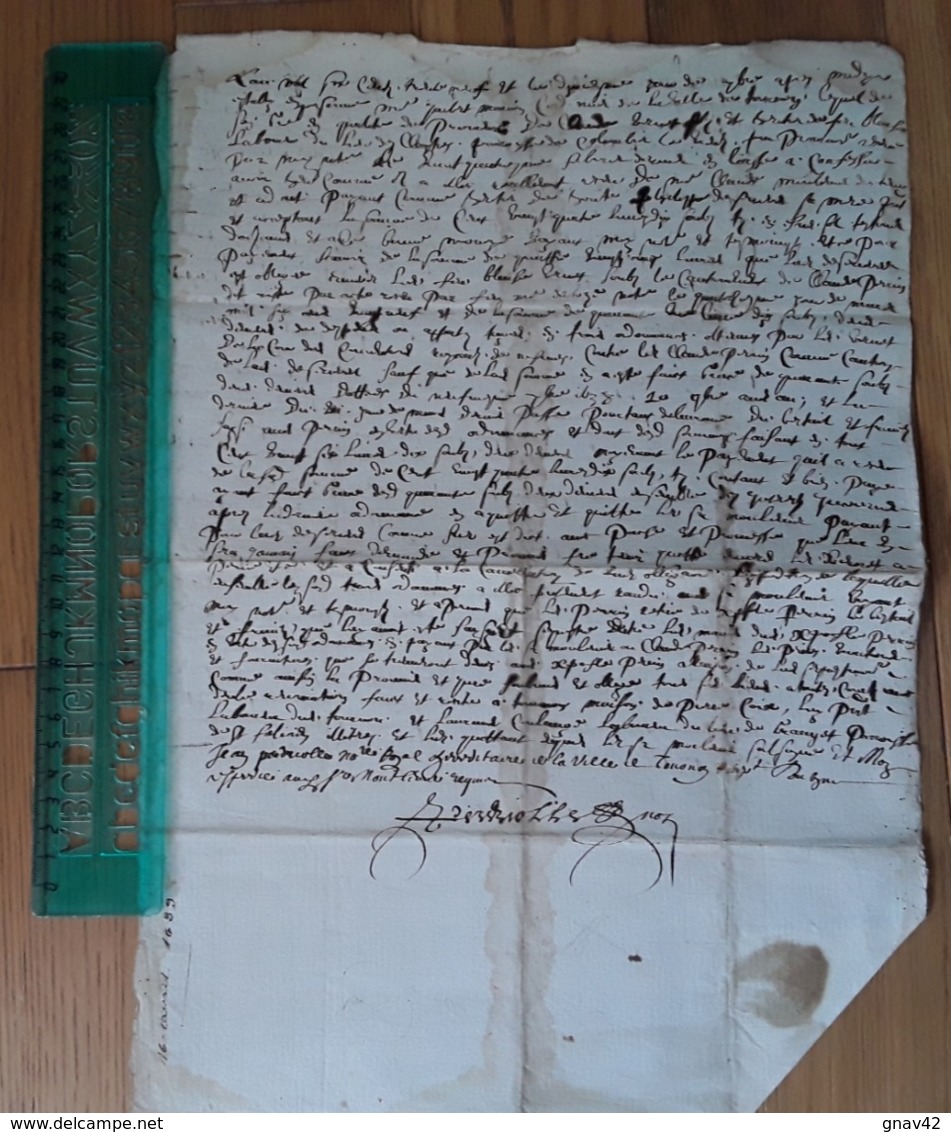 Tournon Ardèche Grand Document Fait à Tournon 1639 Dim: 39 X 29 Cm - Manuscrits