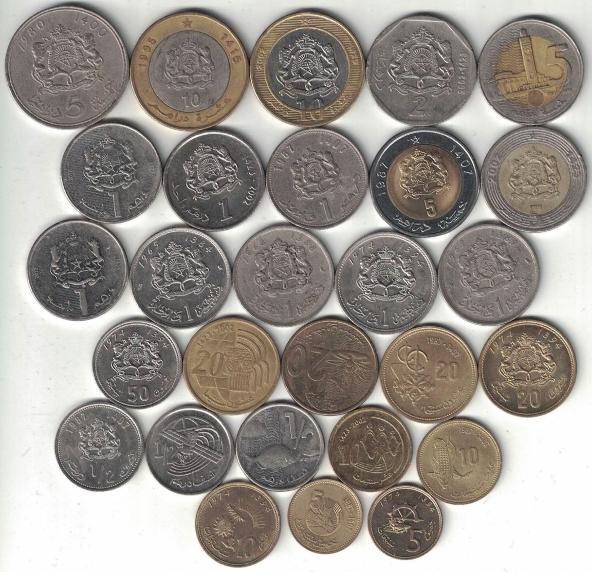 Morocco Collection Of 28 Coins 1965-2013 All Listed & Different - Morocco