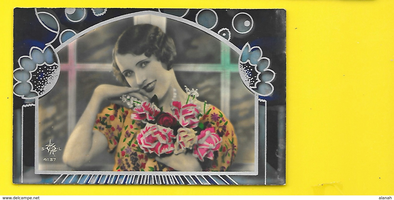 Femme Et Fleurs Art Déco (SOL 4137) - 1900-1949