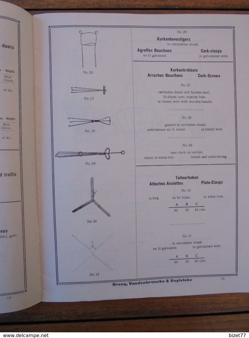 CATALOGUE, ARTICLES DE MENAGES EN FIL DE FER - DRECQ, VANDENBROUCKE ET VUYLSTEKE - 50 PAGES - VOIR SCAN - Reclame