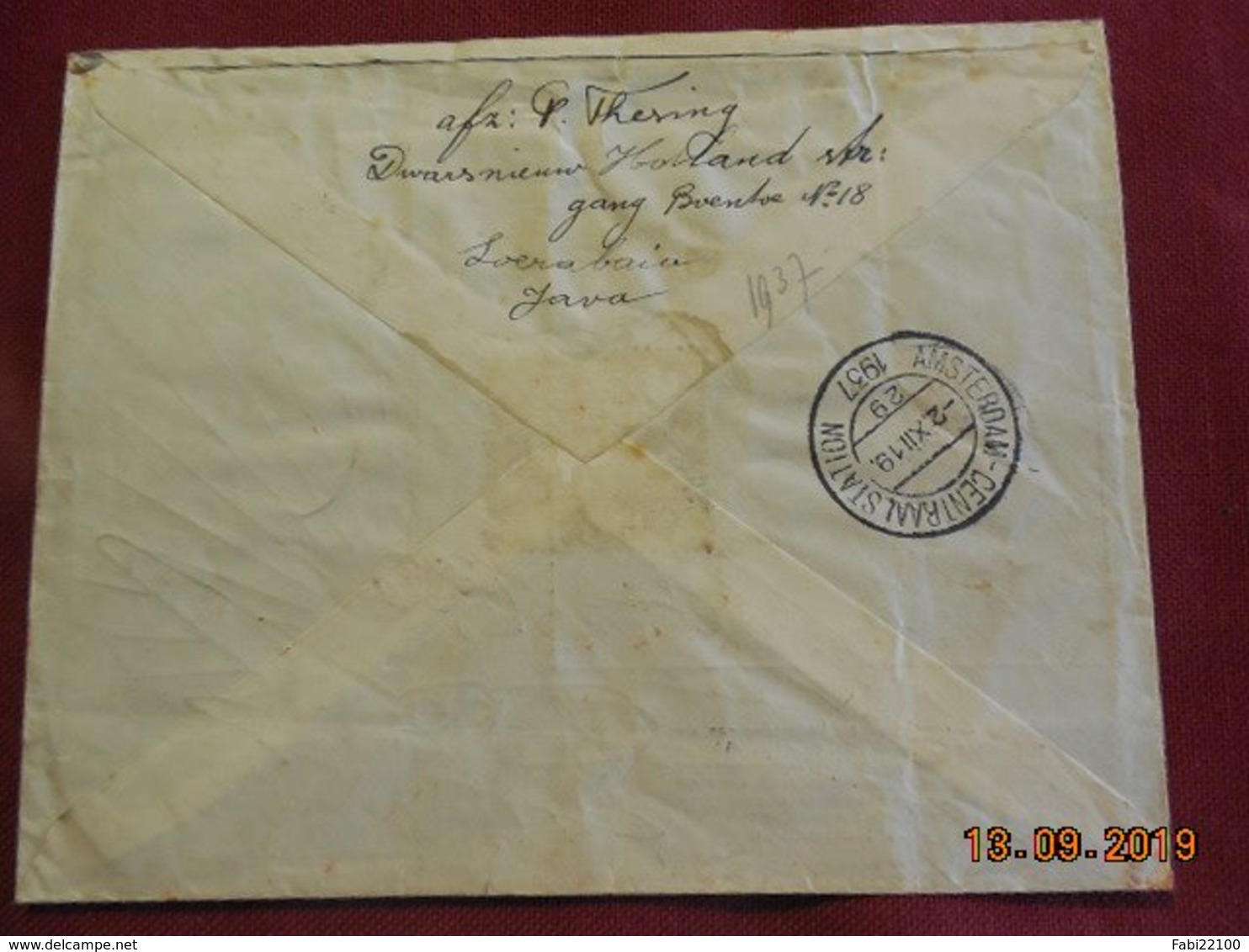 Lettre Des Indes Néerlandaises De 1937 Pour Alkmaar En Poste Aerienne - Niederländisch-Indien