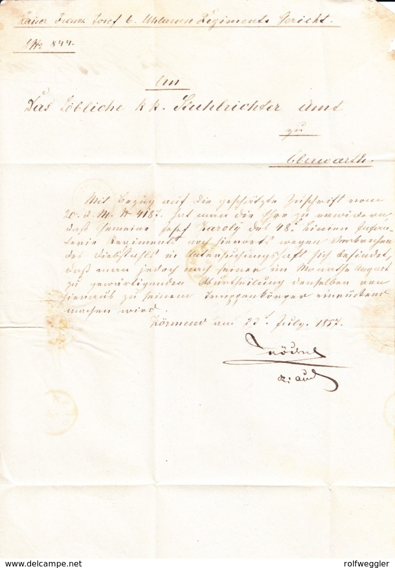 1857 Faltbrief Aus Körmend Nach Oberwarth - ...-1867 Préphilatélie