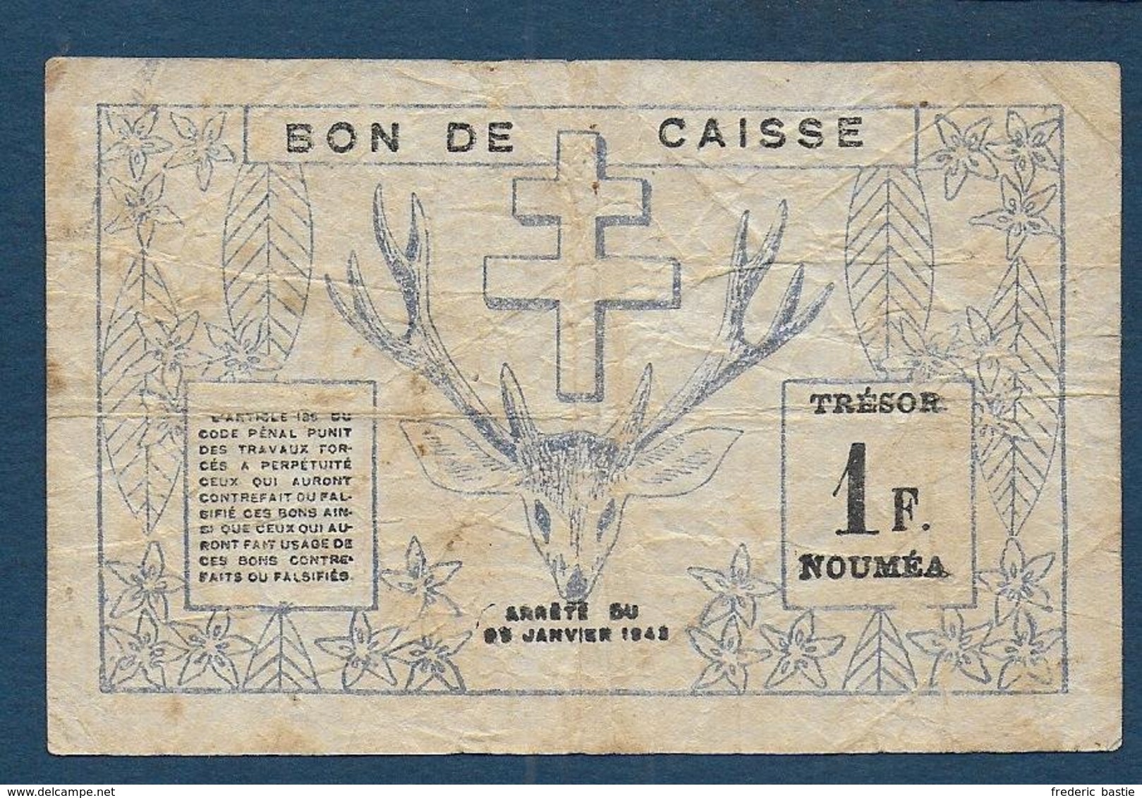 NOUVELLE CALEDONIE - Billet De 1 Franc De 1943 - Nouméa (Nieuw-Caledonië 1873-1985)