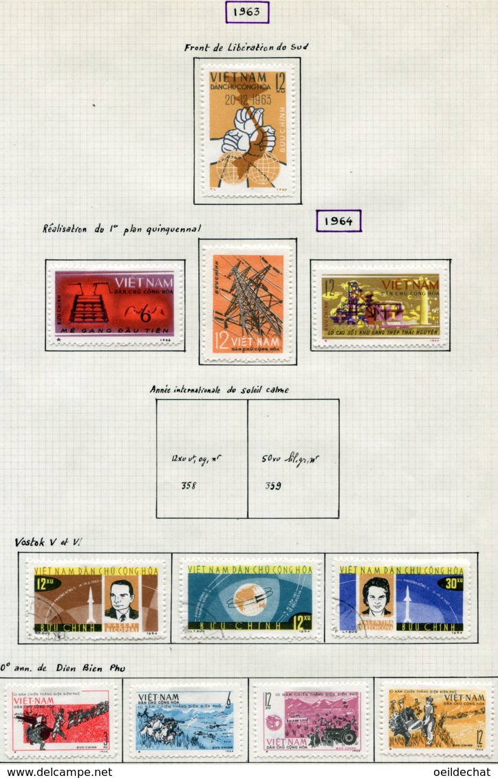 14666 VIET-NAM Du NORD Collection Vendue Par Page N° 354, 355/7, 360/2, 369/72 *   1963-64    TB - Viêt-Nam