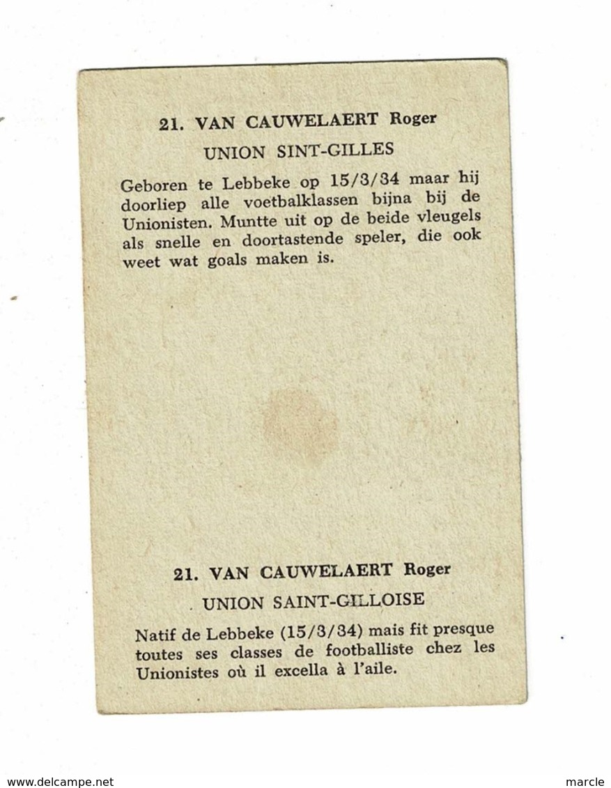 VAN CAUWELAERT Roger  Union Sint-Gilles  - Union Saint-Gilloise - Trading Cards