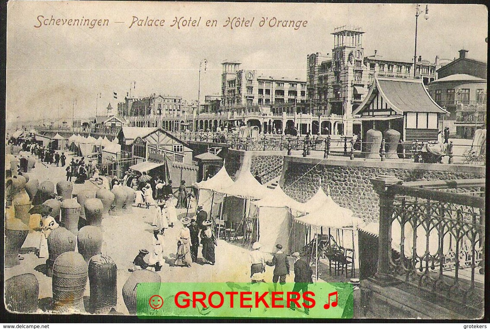 SCHEVENINGEN Palace Hotel En Hotel D’Orange  Ca 1900  Druk Strandleven - Scheveningen