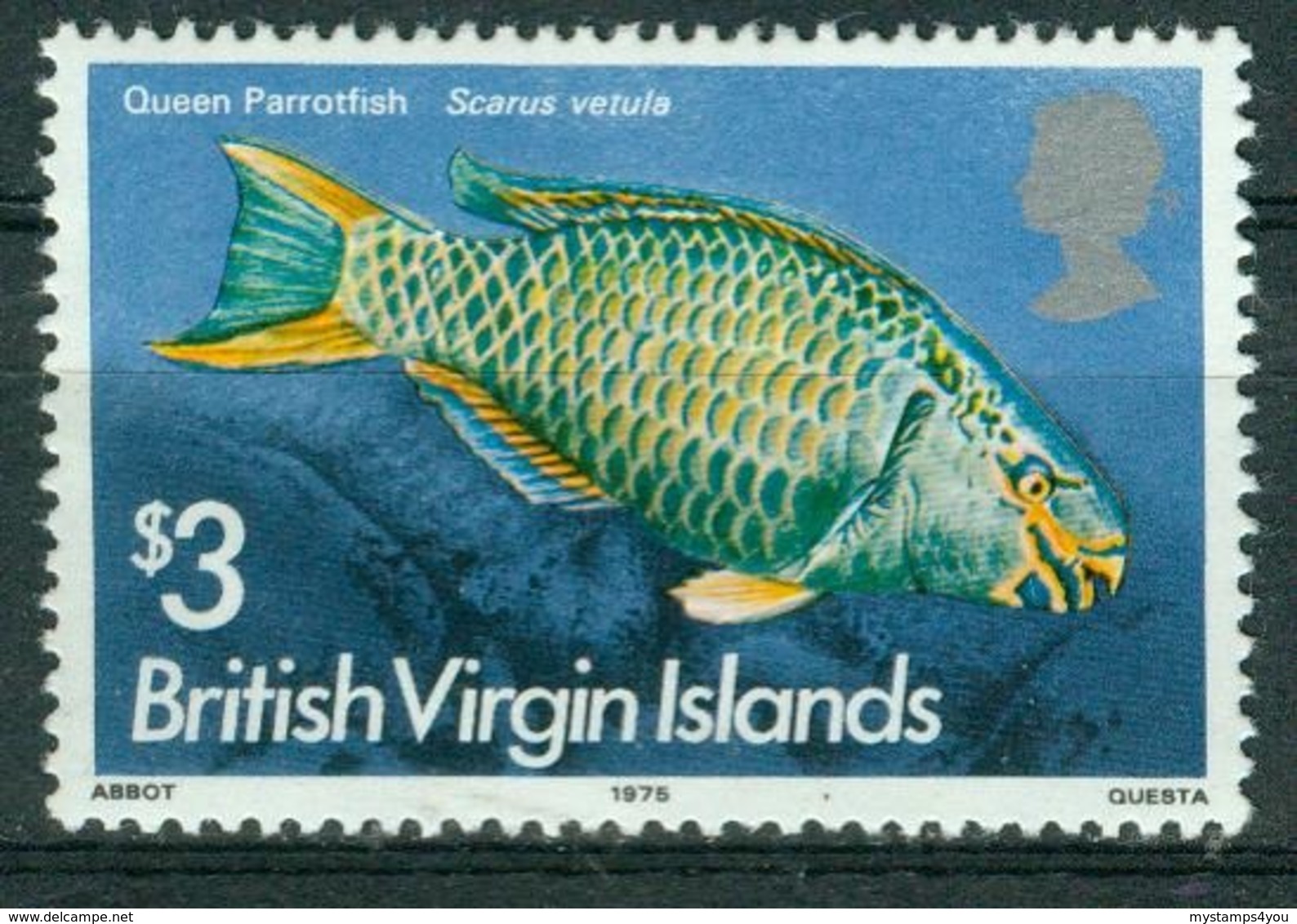 BM British Virgin Islands 1975 MiNr 299 I MNH | Fish, Queen Parrotfish - Iles Vièrges Britanniques