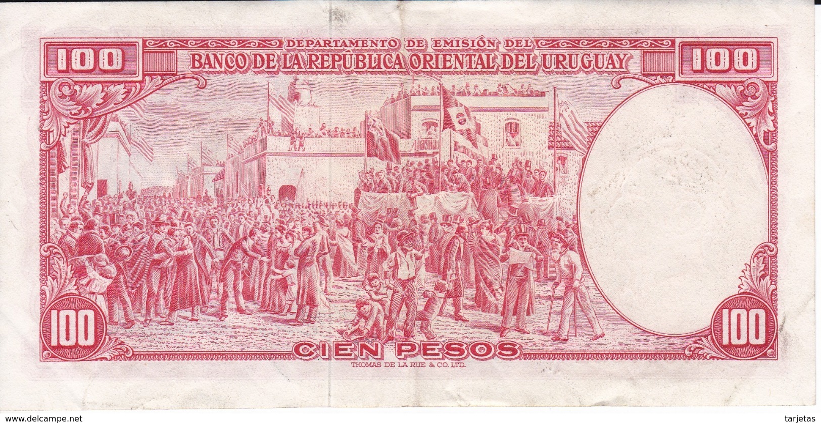 BILLETE DE URUGUAY DE 100 PESOS DEL AÑO 1939 EN CALIDAD EBC (XF) (BANKNOTE) - Uruguay