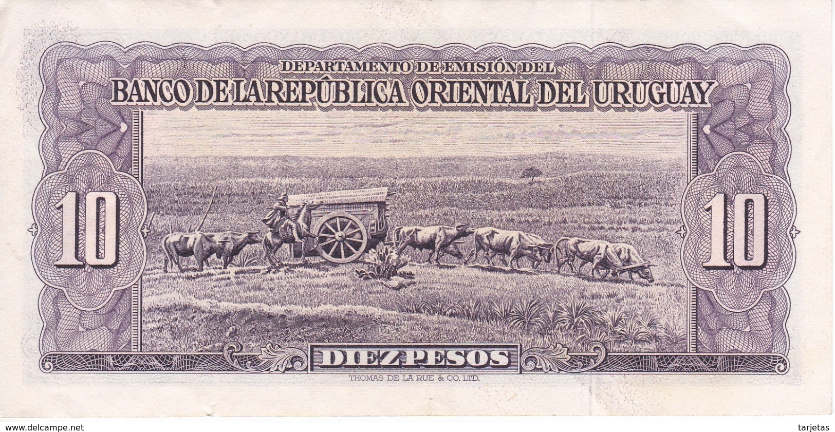 BILLETE DE URUGUAY DE 10 PESOS DEL AÑO 1939 EN CALIDAD EBC (XF)  (BANKNOTE) - Uruguay