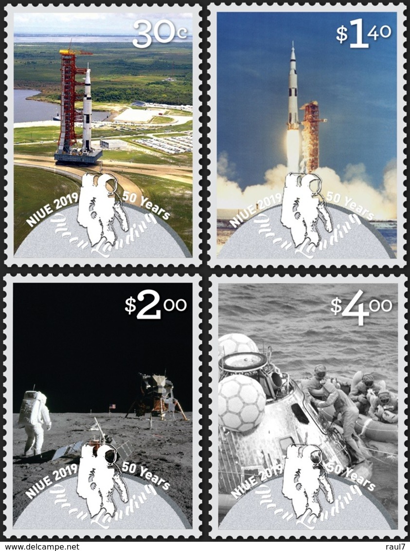 NIUE 2019 - Moonlanding, Astronautes, Satellites - 4 Val Neufs // Mnh - Niue