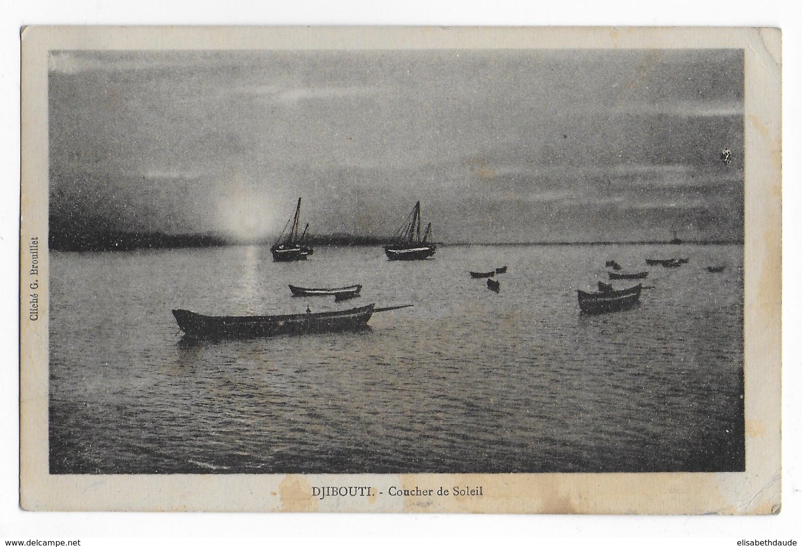 COTE DES SOMALIS - 1925 - CARTE (COUCHER DE SOLEIL) De DJIBOUTI => NICE - Lettres & Documents