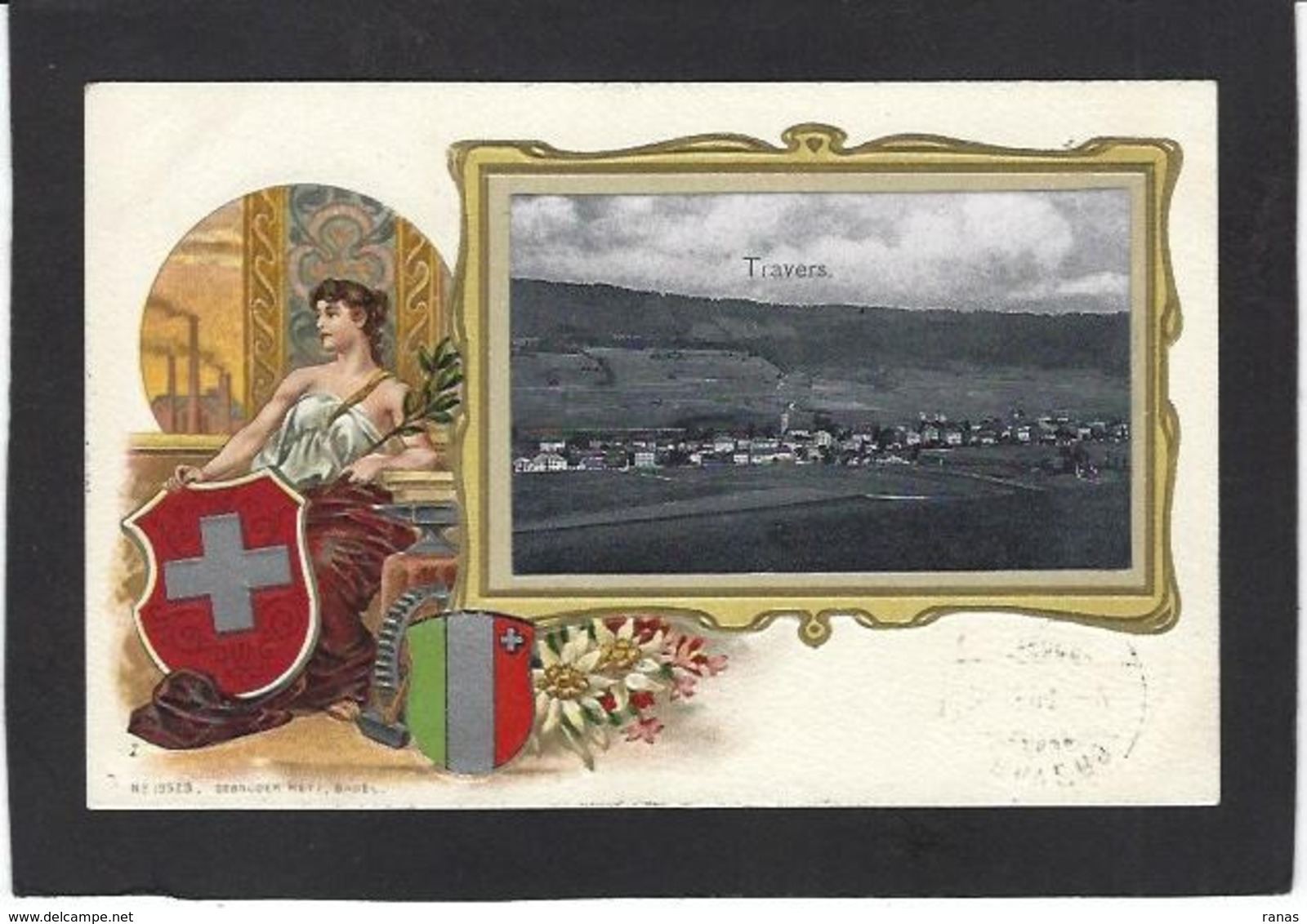 CPA Suisse Helvétia Schweiz Svizzera Circulé Travers Gaufré Embossed - Avers