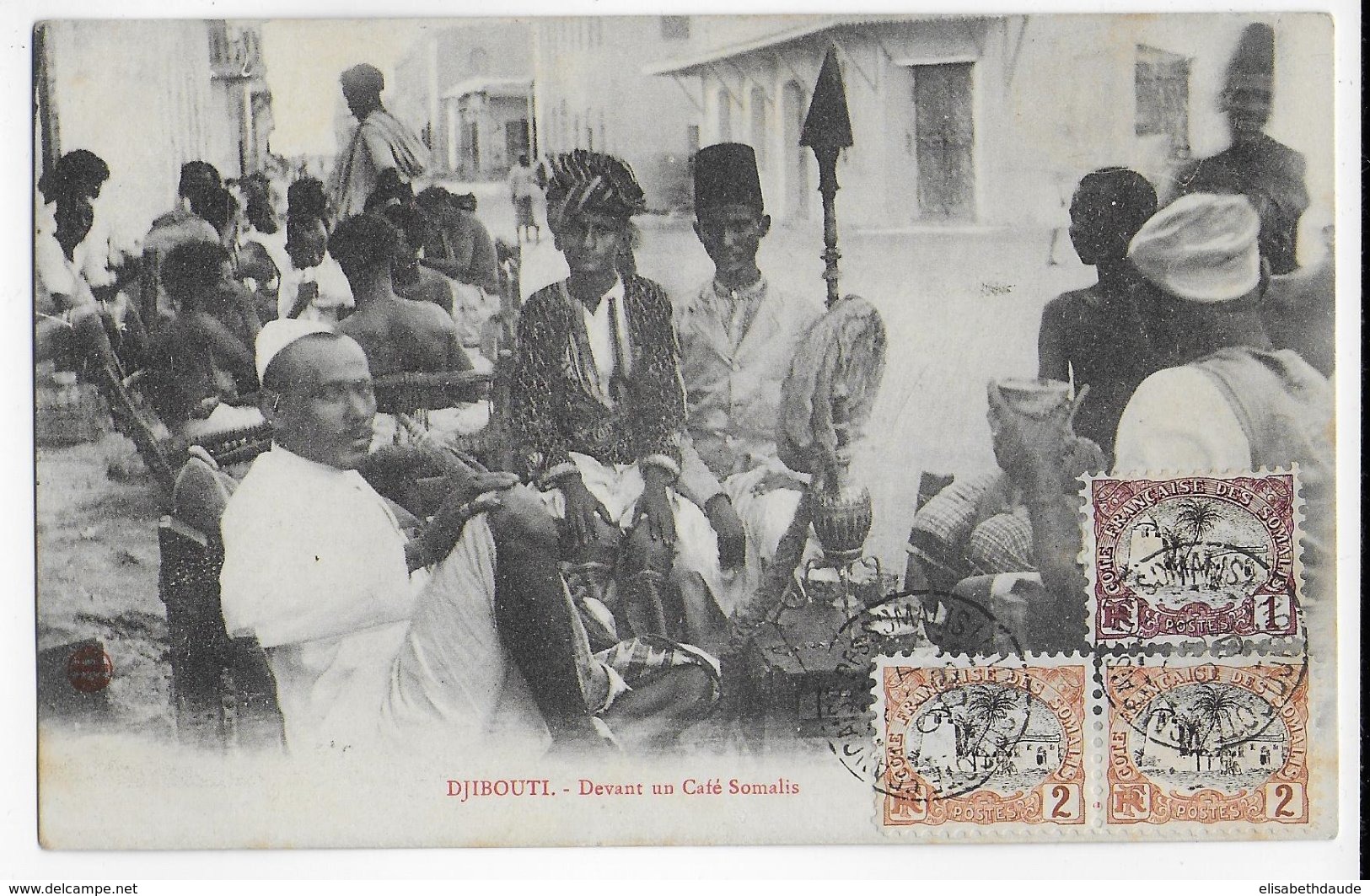 COTE DES SOMALIS - 1908 - CARTE (CAFE SOMALIS) De DJIBOUTI => MARSEILLE - Oblitérés